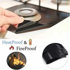 4Pcs Gas Hob Protector Teflon Silver Hob Gas Protector Gas Stove Protector Gas Stove Gas Burner Protector Anti-Corrosion Non-Stick (Black 2727cm) -Home Appliance Store 96487018 4