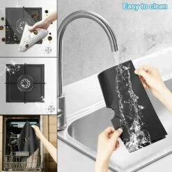 4Pcs Gas Hob Protector Teflon Silver Hob Gas Protector Gas Stove Protector Gas Stove Gas Burner Protector Anti-Corrosion Non-Stick (Black 2727cm) -Home Appliance Store 96487018 5