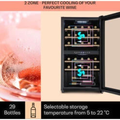 Klarstein Barossa 29 Duo Wine Refrigerator 29 Bottles 80 Litres 2 Zones Push-button Control -Home Appliance Store 96529626 3