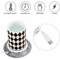 USB Wood Grain Mug Warmer Hot Beverage Cup Mat Office Tea Coffee Warmer Mat Water Beads Pattern -Home Appliance Store 97104790 3