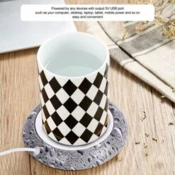 USB Wood Grain Mug Warmer Hot Beverage Cup Mat Office Tea Coffee Warmer Mat Water Beads Pattern -Home Appliance Store 97104790 4