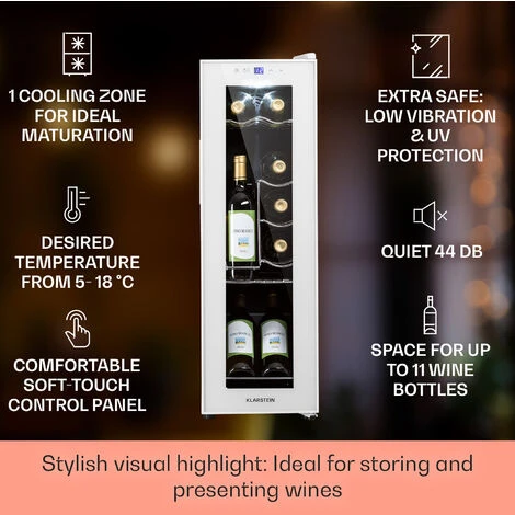 Klarstein Shiraz 12 Slim Uno Wine Fridge 32l/12 Bottles Touch 85 W 5-18 °C LED 4 Klarstein Shiraz 12 Slim Uno Wine Fridge 32l/12 Bottles Touch 85 W 5-18 °C LED - Image 2