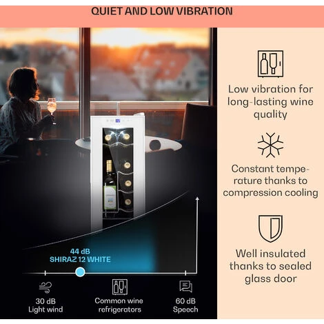 Klarstein Shiraz 12 Slim Uno Wine Fridge 32l/12 Bottles Touch 85 W 5-18 °C LED 6 Klarstein Shiraz 12 Slim Uno Wine Fridge 32l/12 Bottles Touch 85 W 5-18 °C LED - Image 4