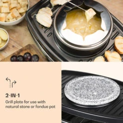 Klarstein Entrecôte 2-in-1 Raclette Grill & Fondue Natural Stone 1100W 8 Persons Coasters -Home Appliance Store 97224497 3