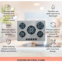 Klarstein Firetale Gas Hob 5-Burner 70 Cm Aluminium Burner Natural Gas/Propane Incl. Hose And Pressure Reducer -Home Appliance Store 97224510 2
