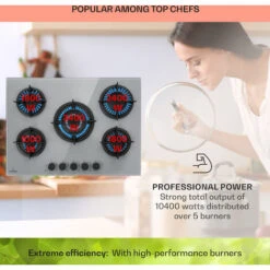 Klarstein Firetale Gas Hob 5-Burner 70 Cm Aluminium Burner Natural Gas/Propane Incl. Hose And Pressure Reducer -Home Appliance Store 97224510 3