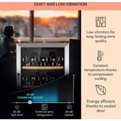 Klarstein Vinamour 66 Duo Wine Fridge 2 Zones 204 L / 79 Bottles 5-18°C Touch -Home Appliance Store 97224518 4