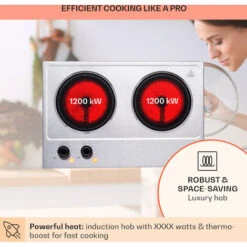 Klarstein Ramsey Double Hob 2400 W 11 Power Levels Glass Ceramic -Home Appliance Store 97224563 3