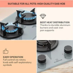 Klarstein Firetale Gas Hob 2-Burner Aluminium Burner Natural Gas/Propane Incl. Hose And Pressure Reducer 10 Klarstein Firetale Gas Hob 2-Burner Aluminium Burner Natural Gas/Propane Incl. Hose And Pressure Reducer -Home Appliance Store 97224695 4