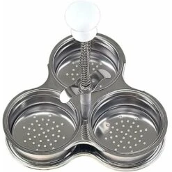 Stainless Steel Three Rack Poached Egg Cooker, Poached Egg Mold, Nonstick Stainless Steel Poached Egg Cups With Holes For Kitchen Accessories -1615.46.4cm-1pc