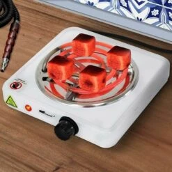 Charcoal Lighter - Electric, 1000 W, 5 Position Thermostat, Overheating Protection, In White - Hot Plate Shisha, Hookah, Natural Charcoal -Home Appliance Store 97685343 5
