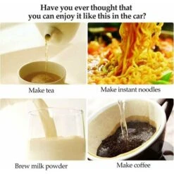 Electric Heated Travel Mug 12V 454ML Stainless Steel Travel Mug With Lid And Handle Electric Insulated Plug Kettles Car Coffee Mug Warmer,16.5CM -Home Appliance Store 99569326 4